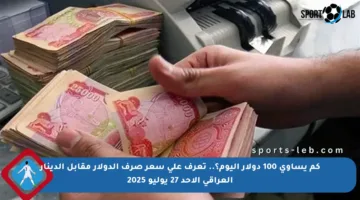 كم يساوي 100 دولار اليوم؟.. تعرف على سعر صرف الدولار مقابل الدينار العراقي الأحد 27 يوليو 2025